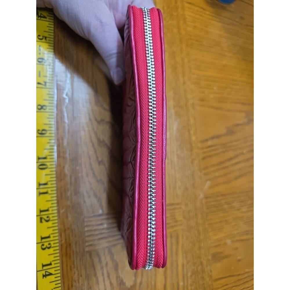 Coach Madison Gathered Leather Zip Around Wallet Raspberry - Picture 4 of 12
